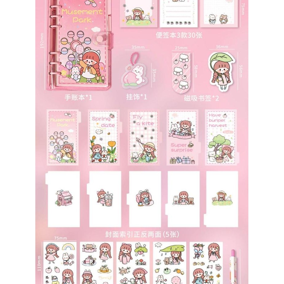 Gift Box Set Planner Book Sticker Notebook Pen Binder 6 Ring Kado B006