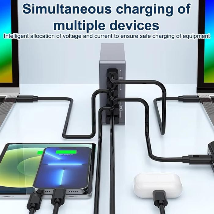 ROCKWARE WLX-F8A 220W SMART CHARGER 6 PORTS USB-A USB-C FAST CHARGING