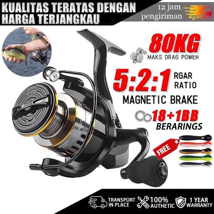 

Asli Besi Fishing Reel HE500-7000 MAX Drag 80kg Spinning Casting Rod Reel, Mesin Pancing Reel Murah