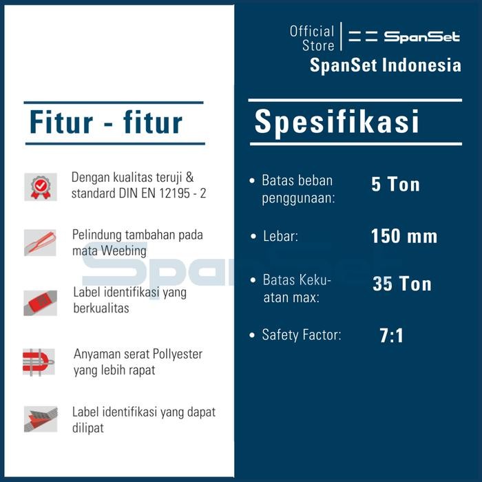 

Bisa E-Faktur! [B5000] Spanset Webbing Sling 2 Ply 5 Ton, Safety Factor 7:1, Tali Angkut & Angkat