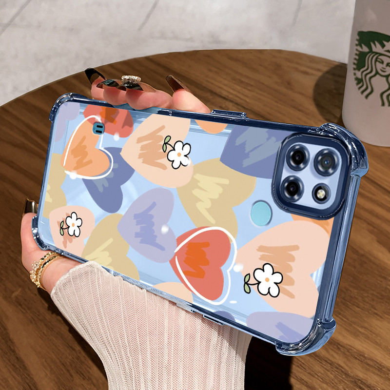 Casing Hp untuk Realme C21Y Realme C25Y C21 C15 Case Cesing Pelindung Hati warna Morandi Silikon Sof