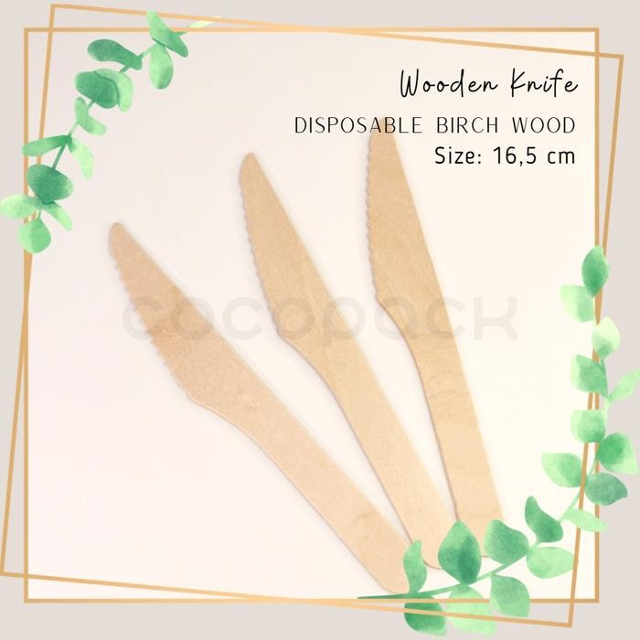 

Pisau Kayu 16cm - Disposable wooden Knife - birch wood cutlery