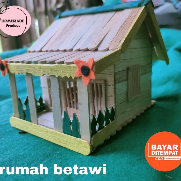 

miniatur rumah betawi prakarya kerajinan tangan stik es krim Bunga