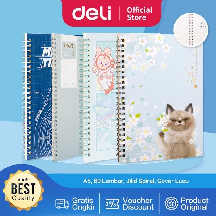 

Deli Buku teks dengan ujung bentuk Spiral A5 60 halaman 4 pola LA560