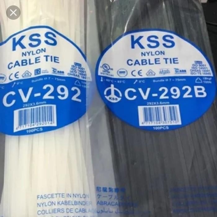 

Kabel Ties KSS CV 292 x 3.6mm Nylon Cable Tie ORIGINAL 29cm Hitam/Putih