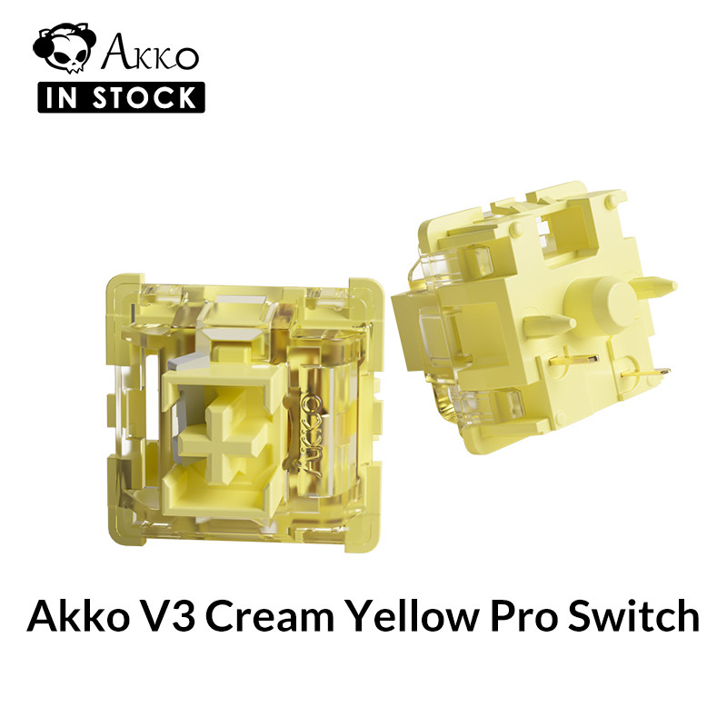 Akko V3 Cream Yellow Pro Switch 5 Pin 50gf Linear With Stable Dustproof Stem For Mx Mechanical