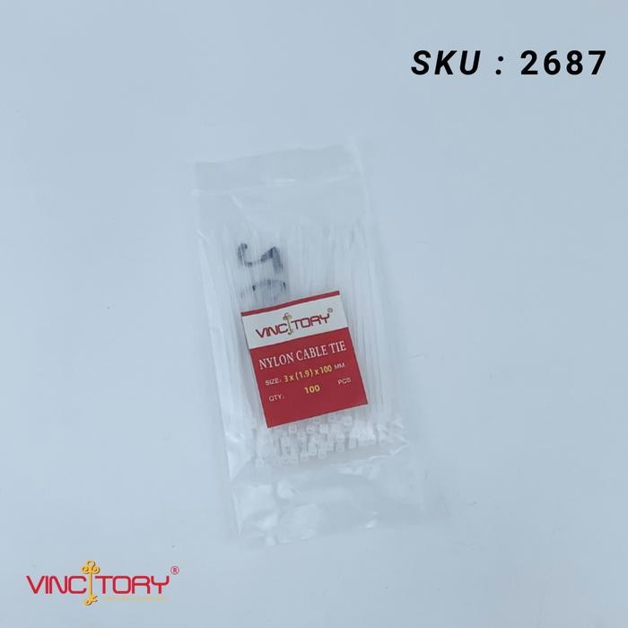 

KABEL TIES Warna Putih Hitam isi 100pcs Ukuran 10cm 15cm 20cm 25cm 30cm VINCITORY Nylon Kabel Ties