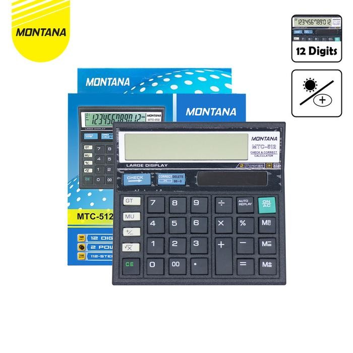 

MONTANA Kalkulator Alat Hitung 12 Digit Calculator Large Display 2 Power MTC-512