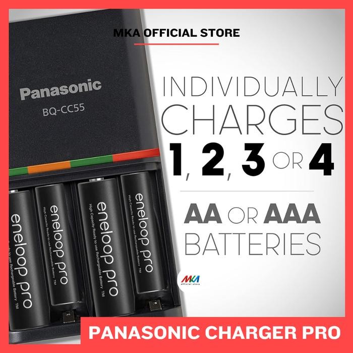PANASONIC ENELOOP PRO SMART PLUS CHARGER + 4 BATERAI AA 2500MAH