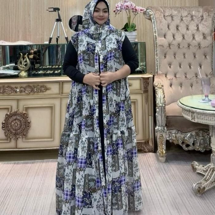 pita jilbab lovita zipper motif lokal brand hijab rompi lovita lovita zipper jilbab rompi