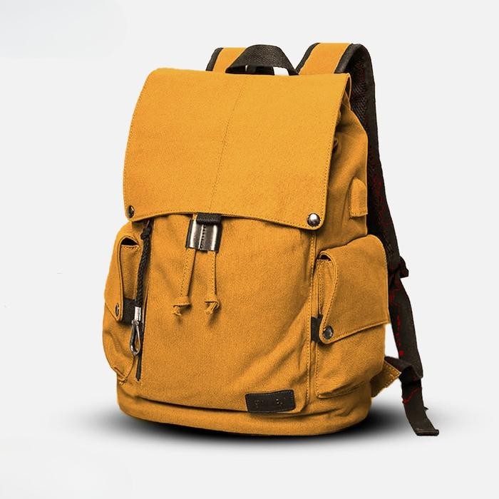 LANGFORD Tas Ransel Sekolah Kanvas Unisex Pria Wanita