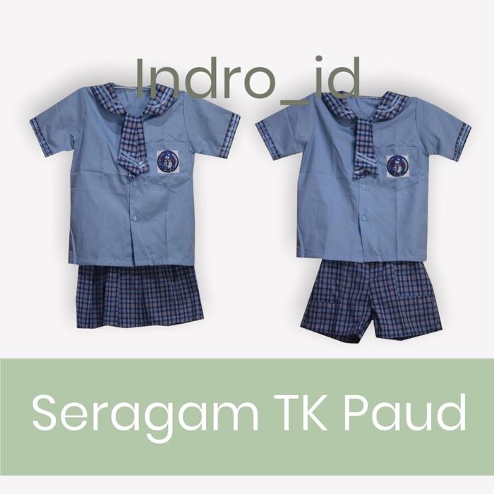 (Allthebest) SERAGAM TK PAUD KOTAK-KOTAK BIRU