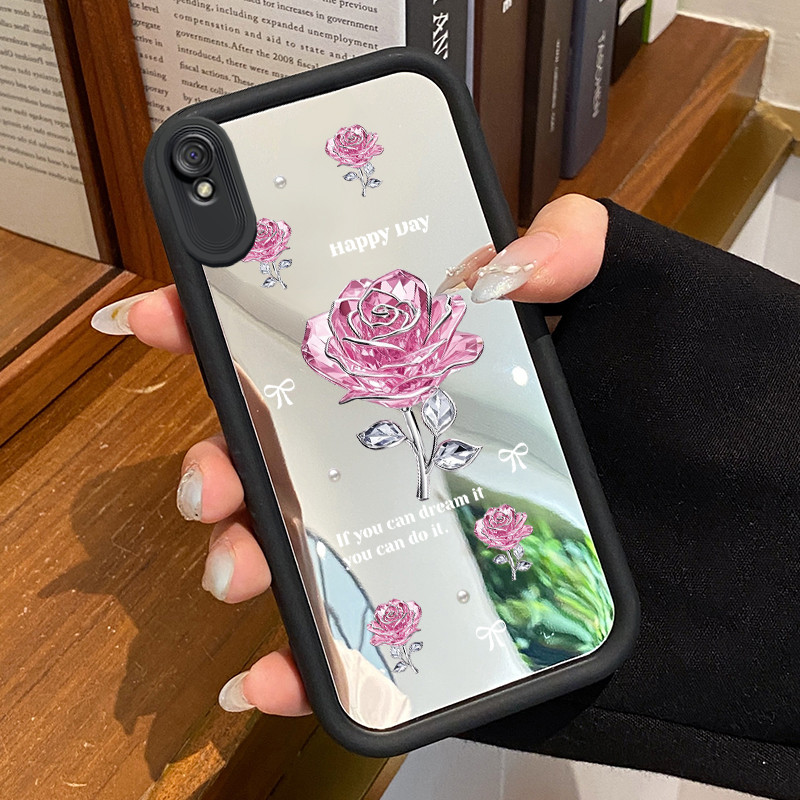 Casing Hp Xiaomi Redmi 9A Redmi 9i Redmi 9T Redmi 9 Power Case Casing Gaya mewah mawar ungu glitter 