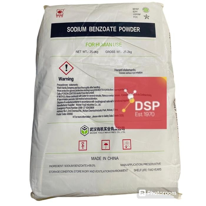 

Sodium Benzoate Wuhan Ex. RRT Pengawet Makanan Food Grade 25 KG