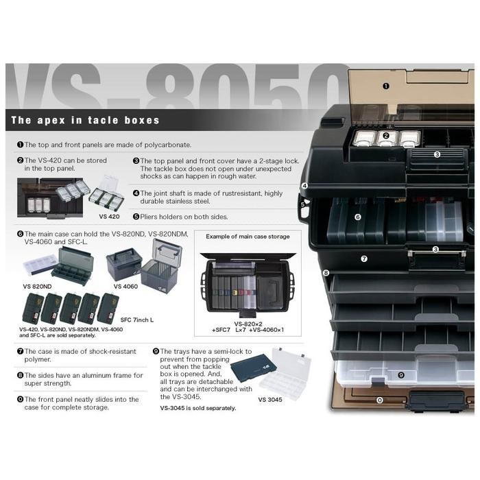 Meiho Versus Vs-8050 8050 Tackle Box Perlengkapan Pancing Kotak Tamiya Rc Tools Container