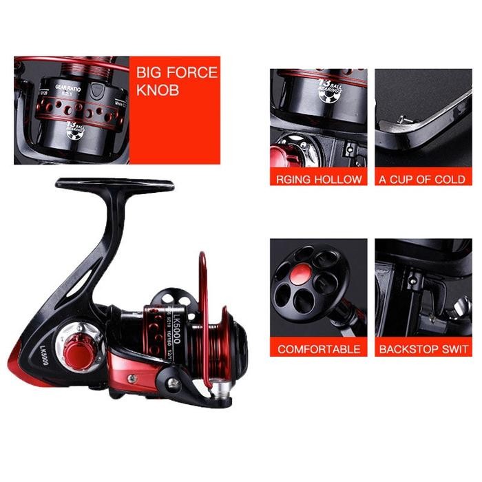 Reel Pancing Lk2000-7000 Reel Pancing Full Metal 20Kg Tarik Maksimum Pegangan Cnc Nx2000-7000 Reel