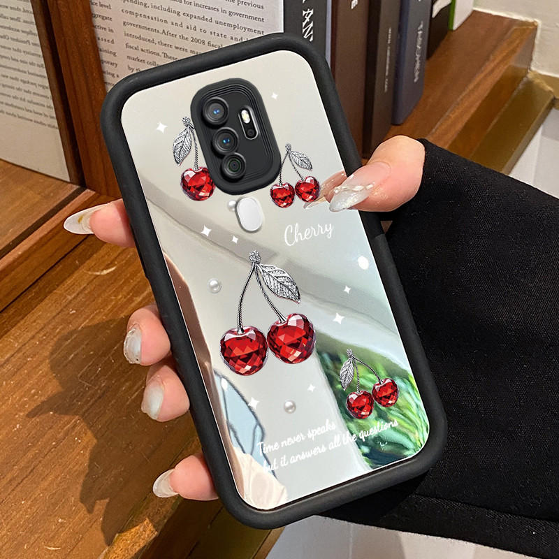 Casing Hp Untuk OPPO A5 2020 OPPO A9 2020 Case Ceri berlian merah mewah Cermin Kasing pelindung Kesi