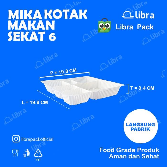Mika Bento Sekat 6 Putih 50 Pcs Bento Box/Tray Bento/Lunch Box Libra