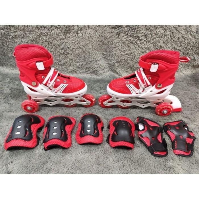 Sepatu Roda Inline Skate 2In1 Inline/Bajaj + Deker Safety Outdoor Kaki