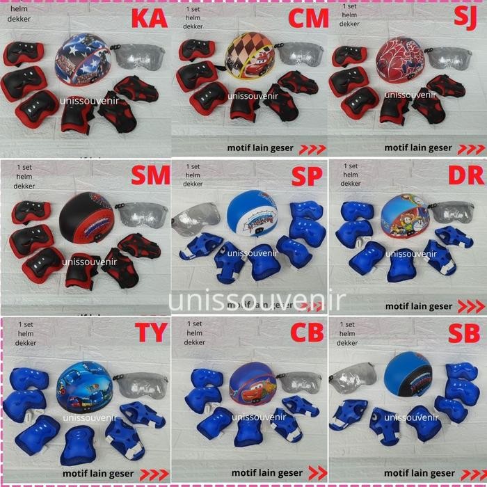 Helm Sepeda Anak Helm Inline Gowes Lengkap Karakter +Deker Dan Kaca