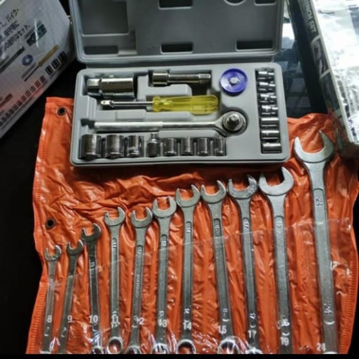 Kunci Ring Pas Set 11 Pcs Diamond + Kunci Sok Set 21 Pcs Paket