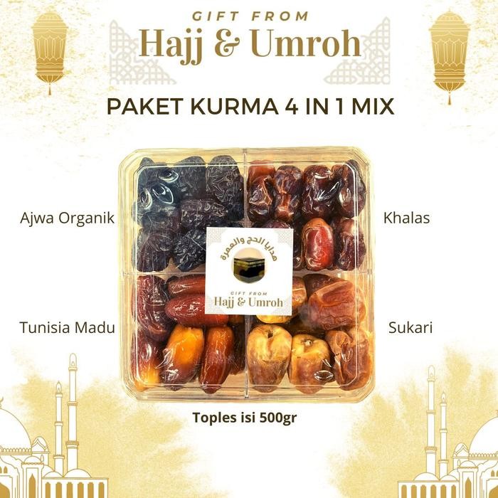 

TERLARIS PAKET KURMA 4 IN 1 Korma Mix 4in1 Paket Oleh Hadiah Umroh Haji Souvenir Gift Ajwa Sukari