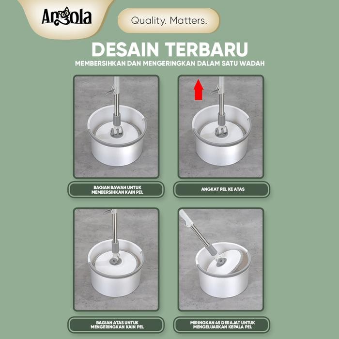 TP ANGOLA SPIN MOP D23 ALAT PEL LANTAI OTOMATIS TANPA PERAS