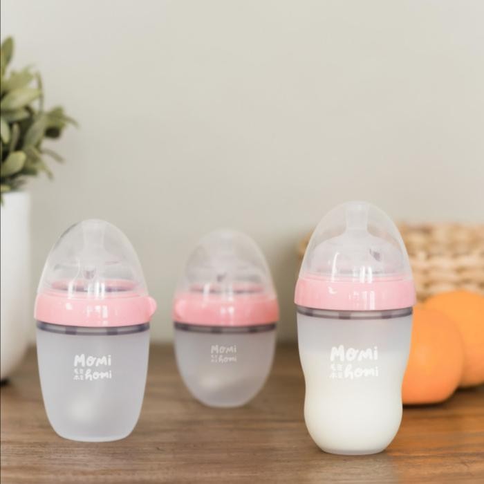 MOMI HOMI BOTOL DOT SUSU ANTI KOLIK BAYI SILIKON COKLAT DENGAN SEDOTAN