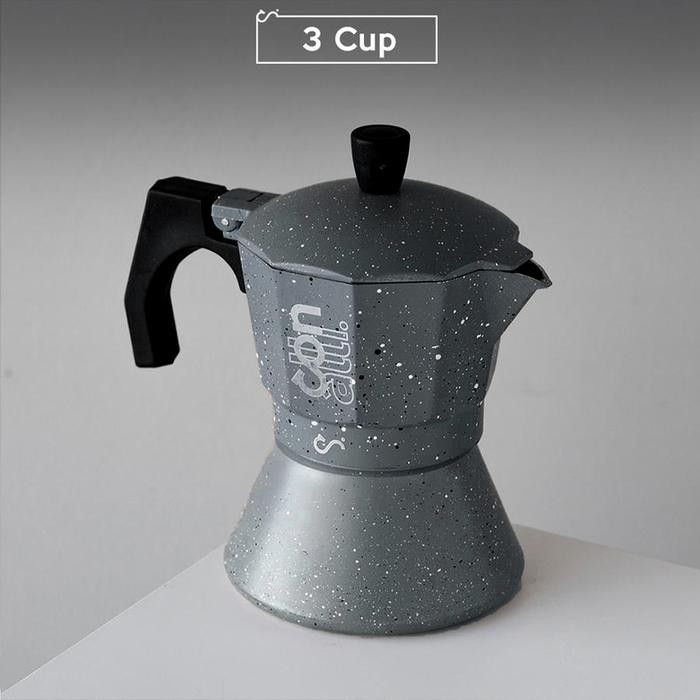 Otten Flair - 3 Cup Mokapot Aluminum Induction 150Ml Induksi Kompor Coffee Maker