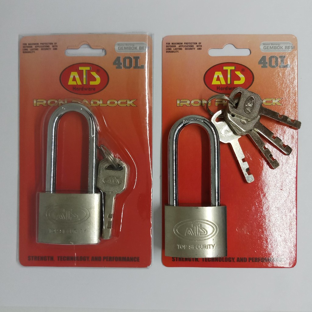 Kunci Gembok Rumah ATS 40 mm Panjang Gembok ATS 40mm Iron Padlock Gembok Putih Silver ATS