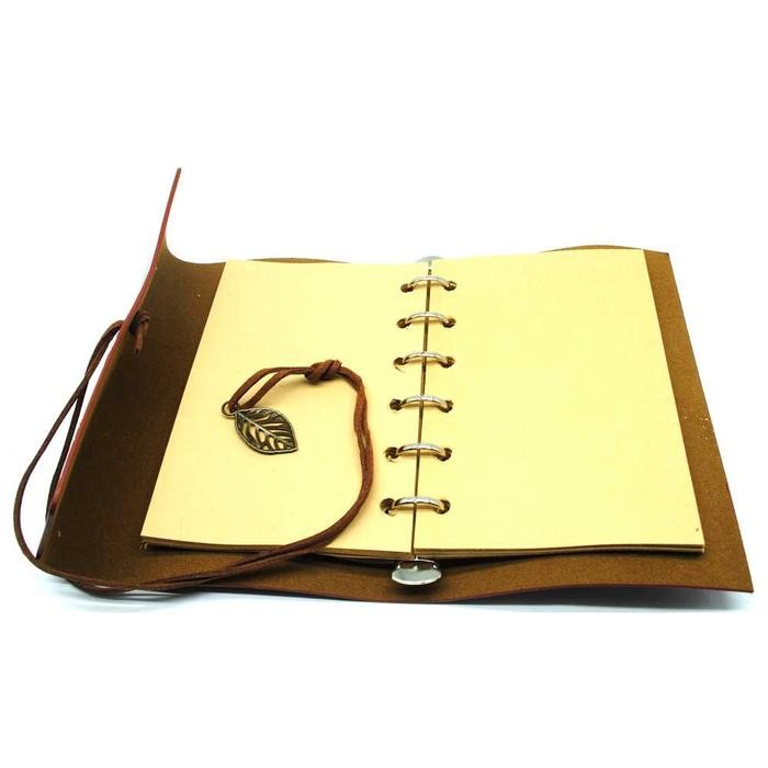 

Notebook B7 Buku Catatan Binder Kulit Retro Leaf Kertas Kode 171