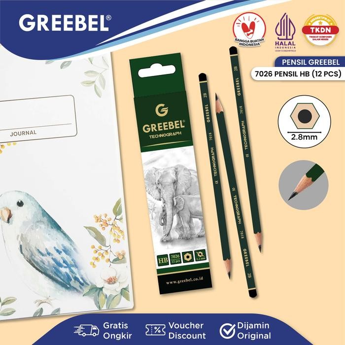 

GREEBEL Pensil Pencil Kayu 7026 HB HEXAGONAL / Graphite/Grafit tdk beracun utk ujian sekolah