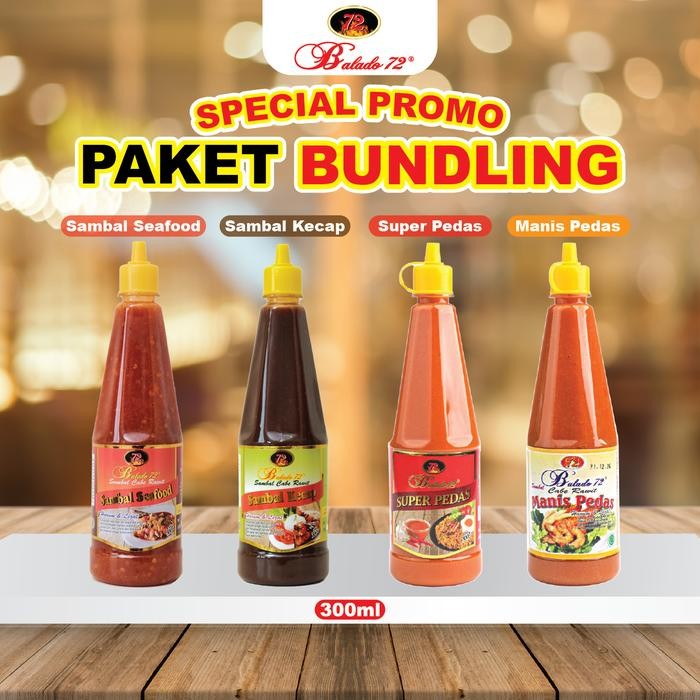 

Diskon! Promo Balado72 Sambal Cabe Rawit Giling Botol 300Ml Isi 4