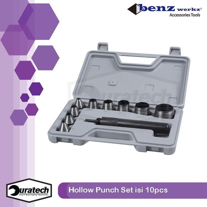 

Hollow Punch Sets 10Pcs / Betel Plong Set / Pembolong Plat Benz Werkz / Plong Pelubang Kulit Karet
