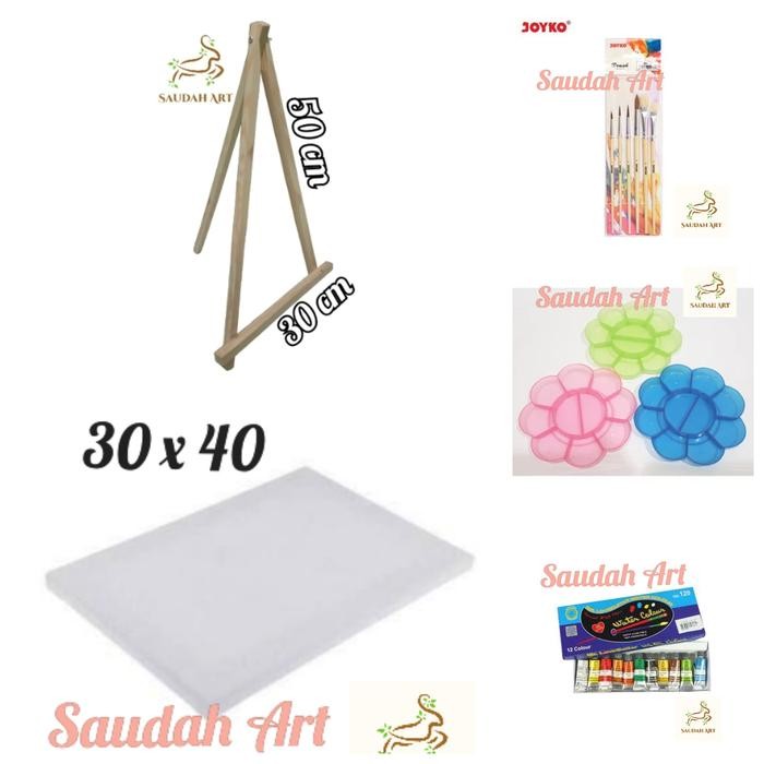 

Paket Lukis Lengkap (Kanvas 30X40,Palet,Kuas,Cat Air,Easel)