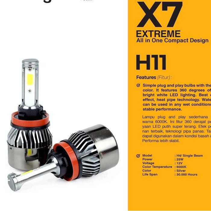 Barang Terlaris LAMPU LED MOBIL HEADLAMP FOGLAMP H11 HB3 HB4 6000K NINE LUXIMOS X7 SUPER TERANG