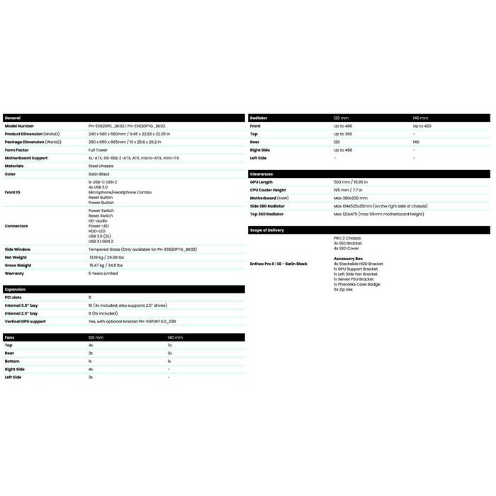 PHANTEKS ENTHOO PRO 2 SERVER EDITION - TEMPERED GLASS