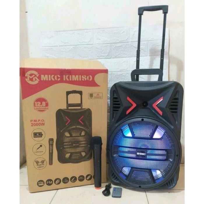 Speaker bluetooth portabel karaoke Kimiso QS-1205, 12 inch with mic wireless +mic kabel karaoke