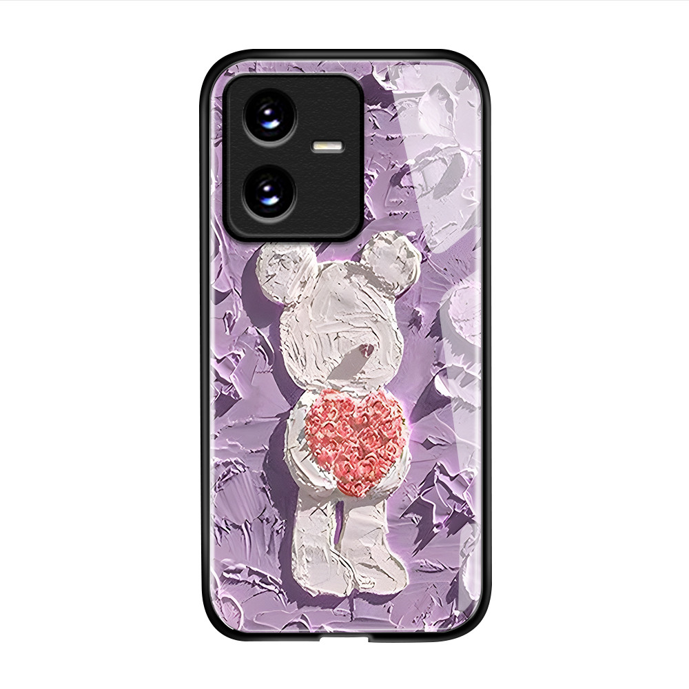 Casing Hp Untuk VIVO Y22 Y22S Ponsel Kaca Hardcase Glass Bear Cassing 2026 BL
