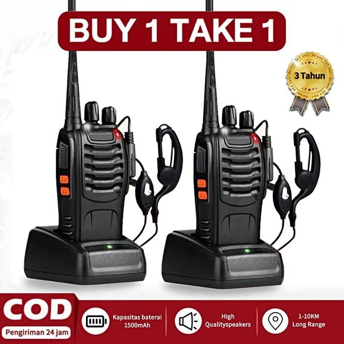 Gogoo BF-888S Radio Ht Mini Jarak Jauh 2 Units Walkie Talkie 5km Waterproof Portable Walkie Talkie