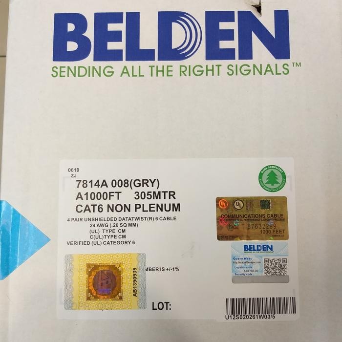 Belden Cat 6 / Kabel Lan Utp Cat 6 Belden / Belden Cat6 7814A 305Meter