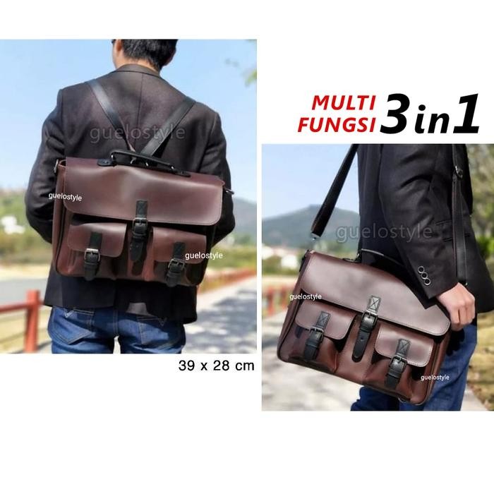 Tas Messenger Bag Kantor Kerja Pria Kulit Besar Cokelat