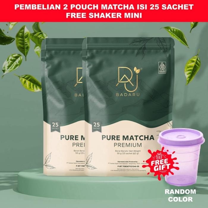 

FREE SHAKER MINI, MATCHA BADARU 2pouch (25sachet/pouch) 100% pure matcha premium