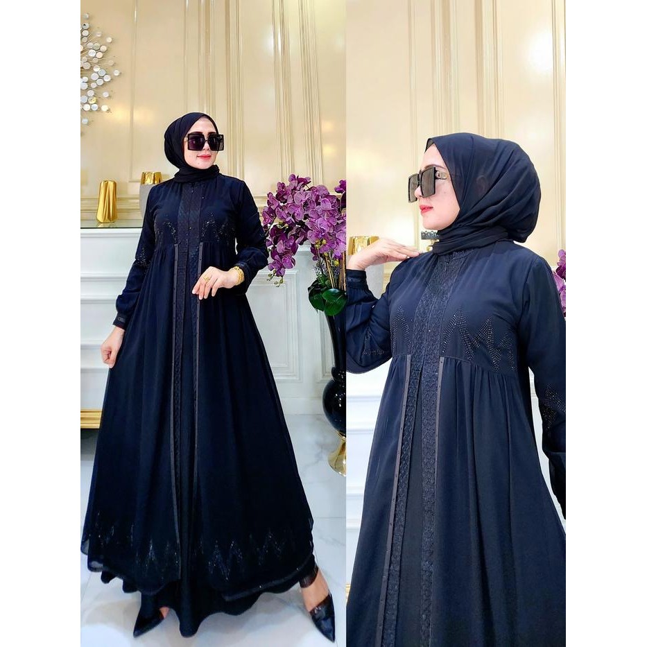 Galeri Sicantik - Cod - Gamis Abaya Hitam Polos Resleting Depan Terbaru