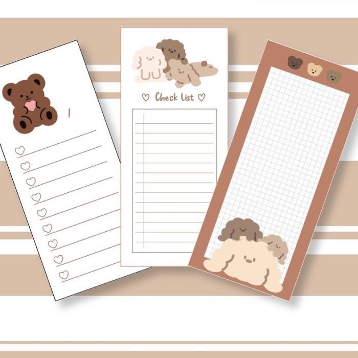 

ID MEMOPAD NOTEPAD BEAR KOREAN STYLE ISI 40 LEMBAR CUTE AESTHETIC