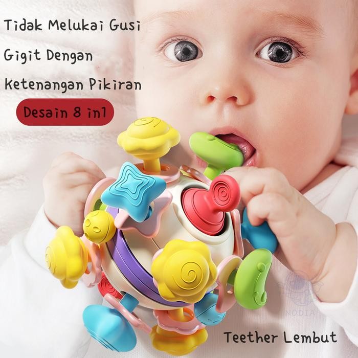 Fisher Price Toys - Bola Teether Bayi/Bayi Manhattan Bola Atom Gigi Geraham Bola Karet Lunak/Bahan
