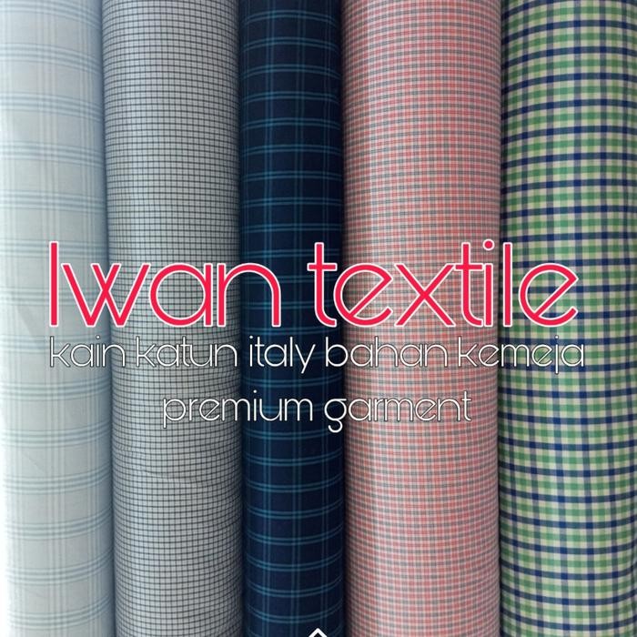 

Kain Katun Bahan Kemeja Pria Kotak Kotak Yanded Italy Premium Import