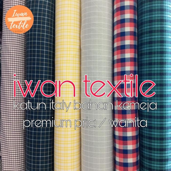 

Kain Kotak Kotak Bahan Kemeja Pria Kantoran Katun Italy Premium