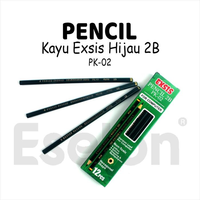 

New 12PCS Pensil 2B HIJAU EXSIS PK-02 / 1 Pak Pensil Kayu 2B EXSIS