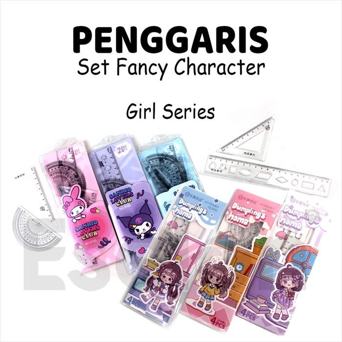 

New Penggaris Set 4in1 / Penggaris Fancy / Penggaris Set Karakter 20cm